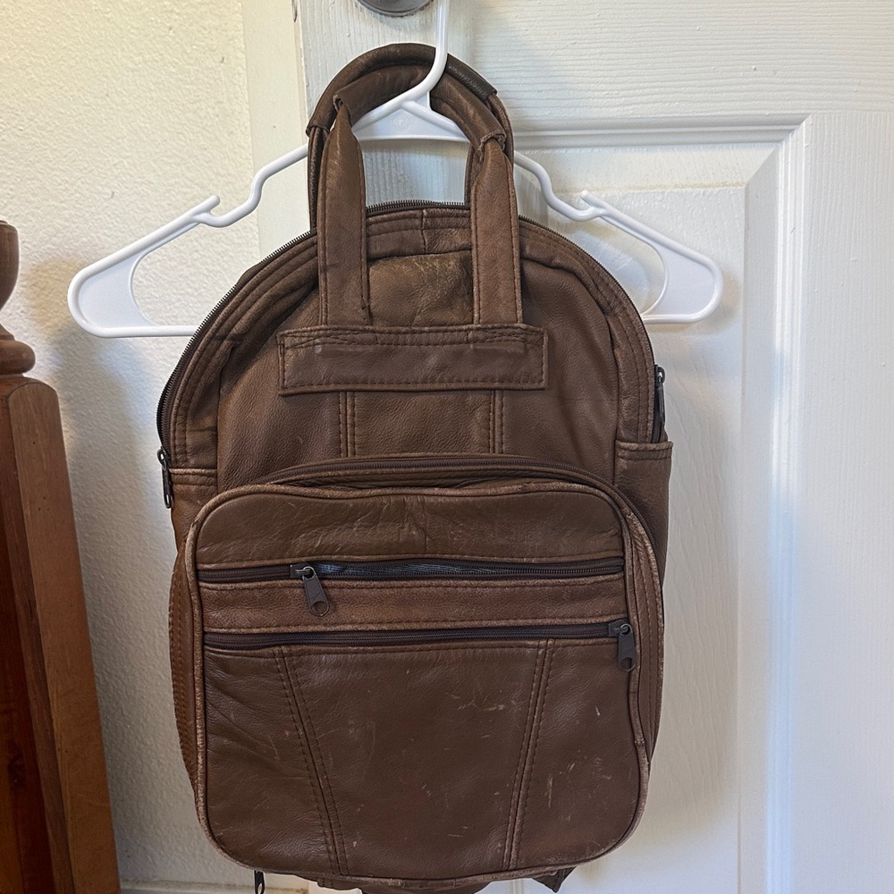 Vintage Brown Leather Backpack